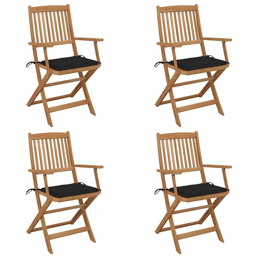 Vidaxl Sillas De Jardín Plegables 4 Uds Y Cojines Madera Maciza Acacia_0