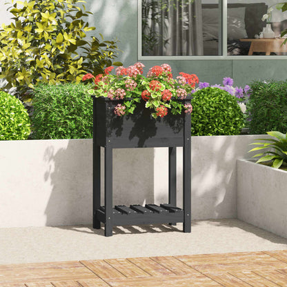 Jardinera De Madera Maciza De Pino Gris 54x34,5x81 Cm_1