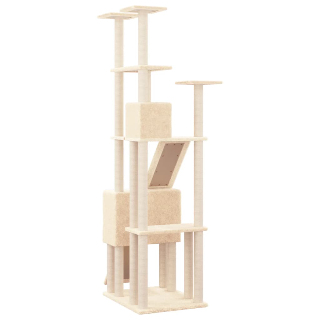 Rascador Para Gatos Con Postes De Sisal Crema 190 Cm_4