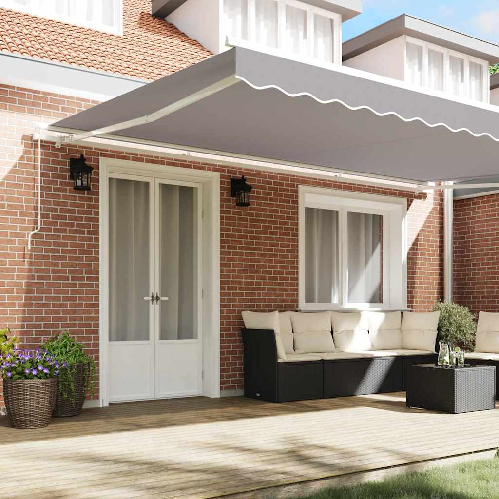 Toldo Retráctil Gris Claro 500 X 350 Cm Poliéster Y Aluminio_2
