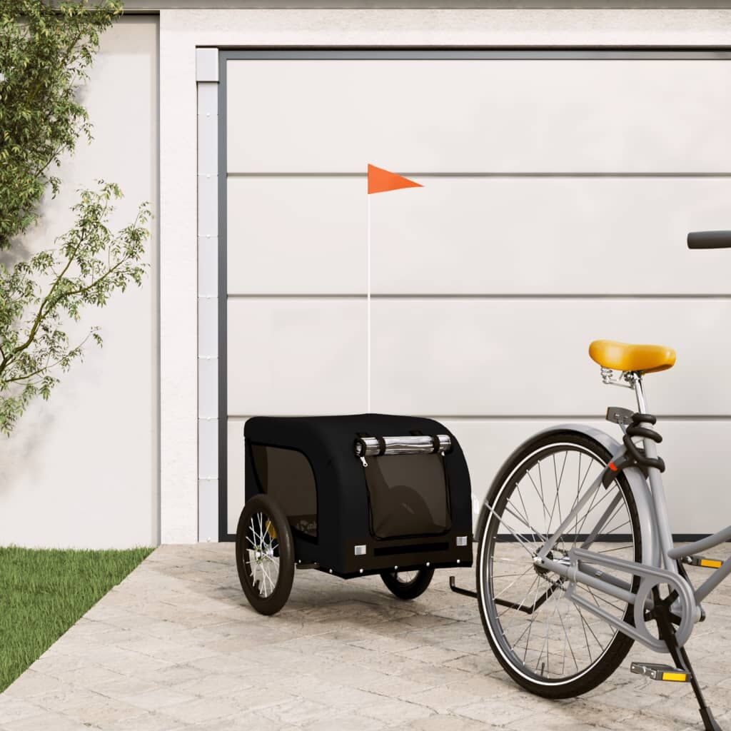 Vidaxl Remolque De Bicicleta Mascotas Hierro Tela Oxford Negro_1