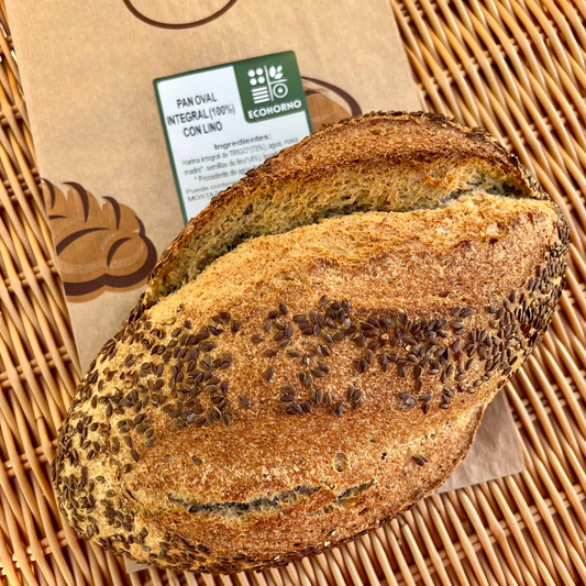 Pan oval ecológico integral con lino_0