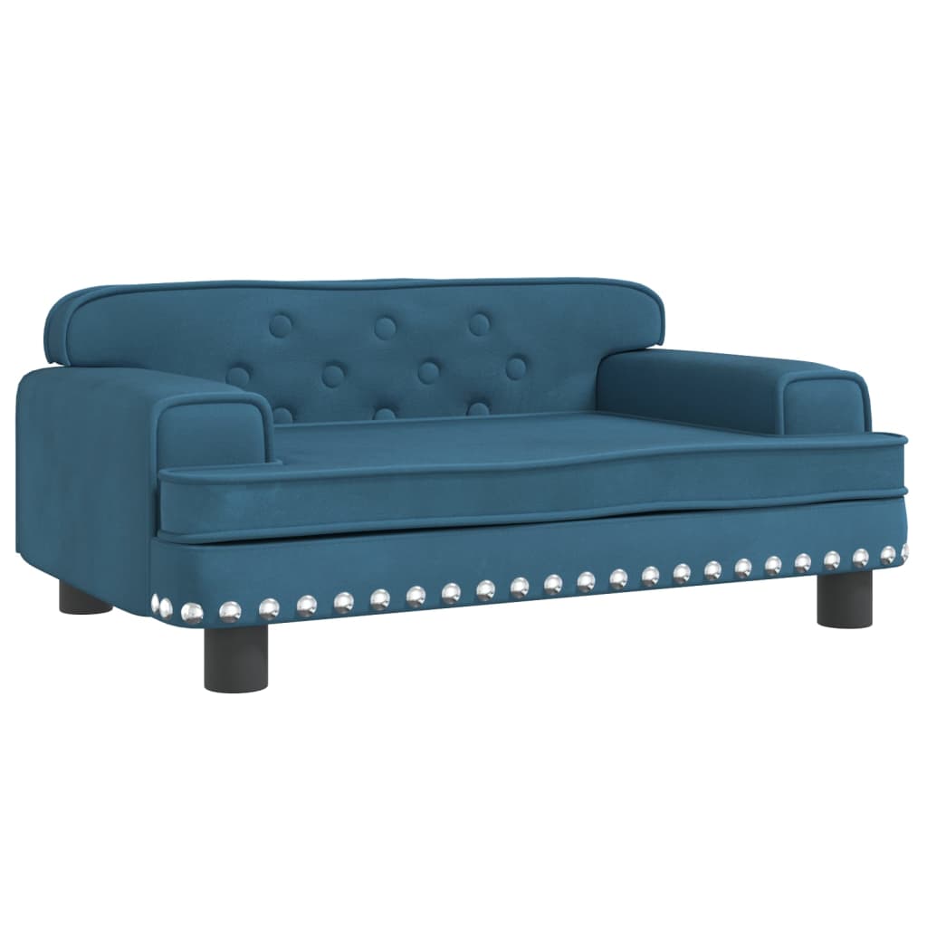 Cama Para Perros De Terciopelo Azul 70x45x30 Cm / Vetonek_0