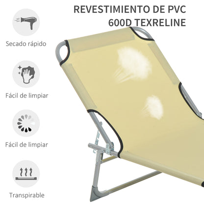Outsunny Cama De Camping Plegable Tumbona Plegable Carga 120kg 187x58x28cm Beige_4