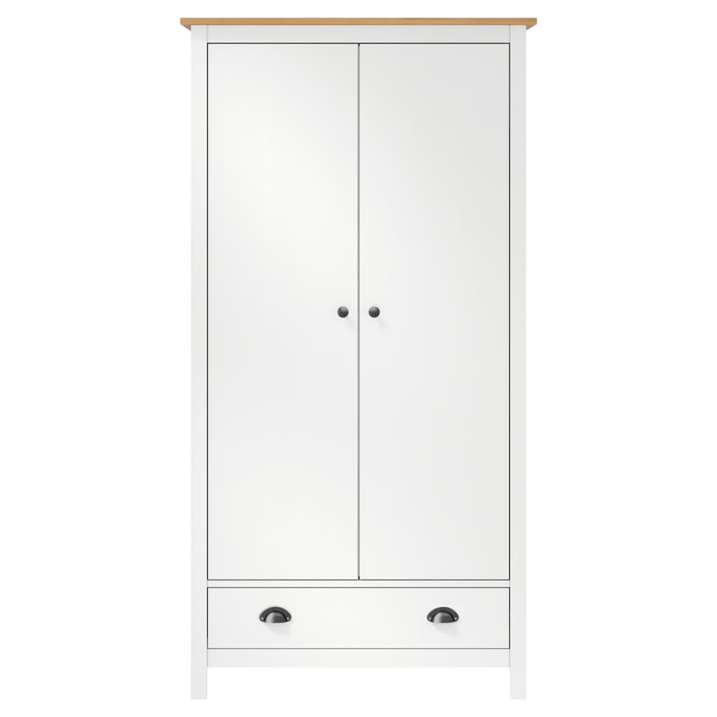 Armario De 2 Puertas Hill Madera Maciza Pino Blanco 89x50x170cm_1