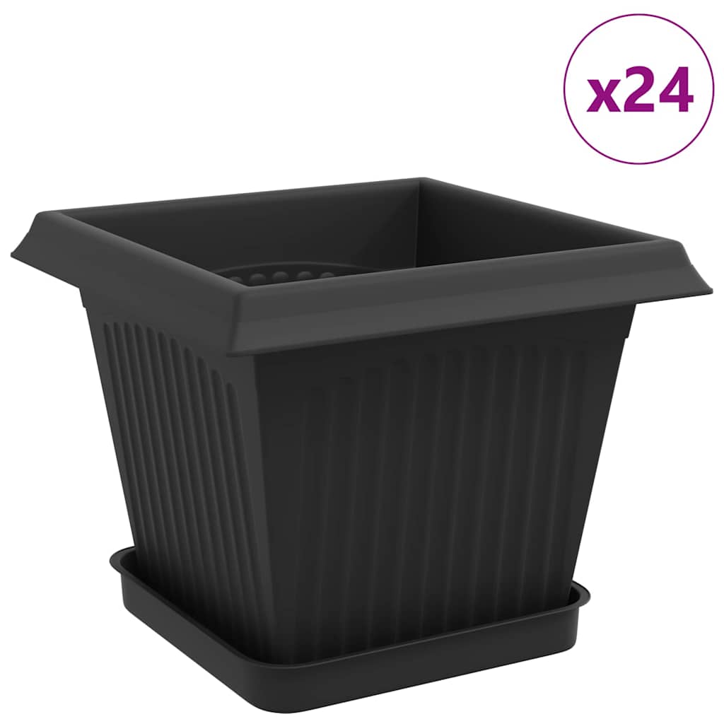 Macetas 24 Pcs Negro 20 X 20 X 16 Cm Plástico_0
