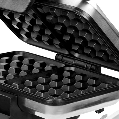 Gofrera Eléctrica, 2 Gofres Belgas Gruesos, Antiadherente, Regulador Temperatura, Carcasa Tacto Frío Mpm Mpm-s633g Plata