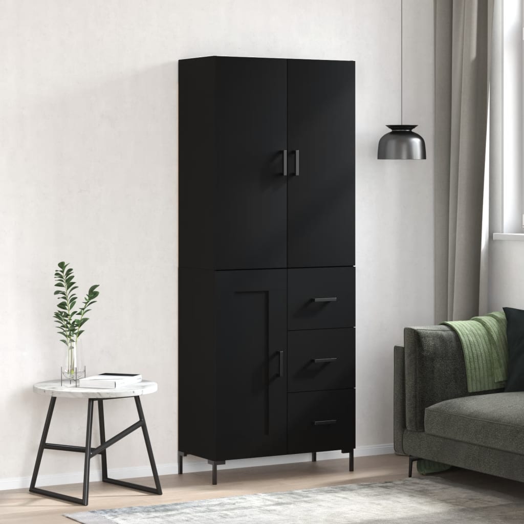 Aparador Alto Madera Contrachapada Negro 69,5x34x180 Cm_0