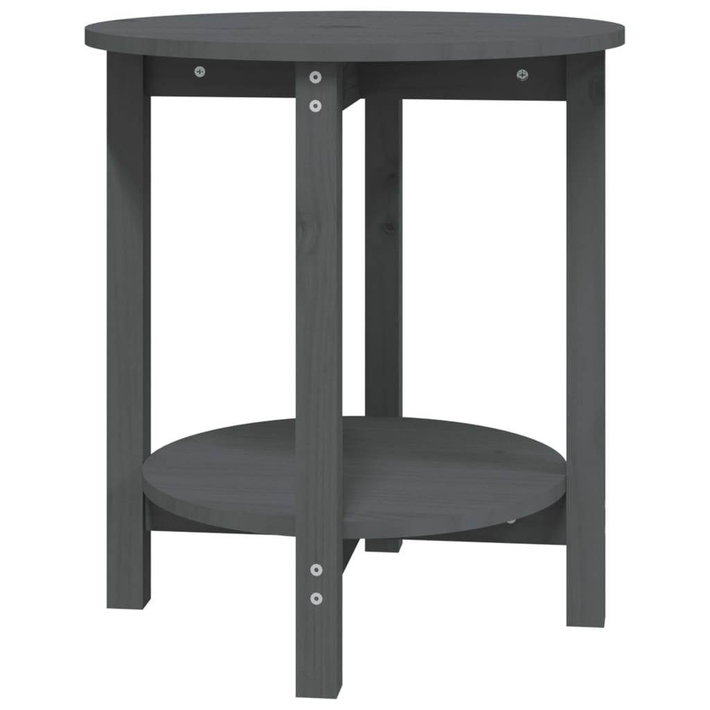 Mesa De Centro De Madera Maciza De Pino Gris Ø55x60 Cm_0