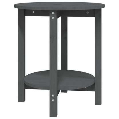 Mesa De Centro De Madera Maciza De Pino Gris Ø55x60 Cm_0