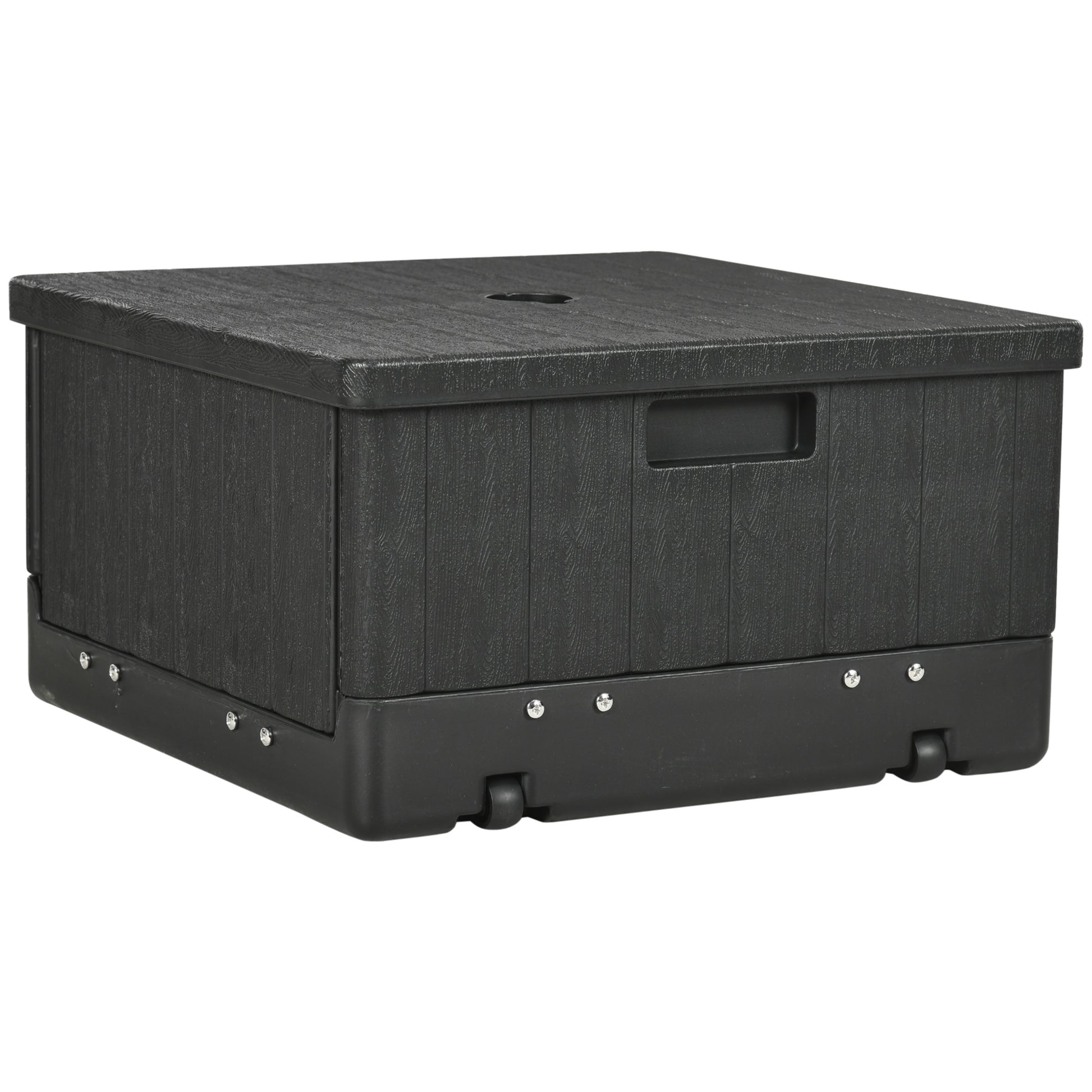 Outsunny Base Para Sombrilla Exterior 3 En 1 Mesa Auxiliar Macetero Negro_3