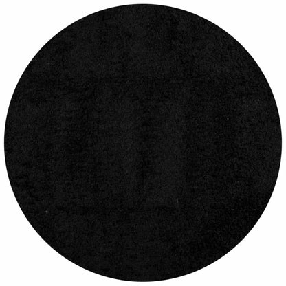 Vidaxl Alfombra Peluda De Pelo Largo Moderna Pamplona Negra Ø 80 Cm_0