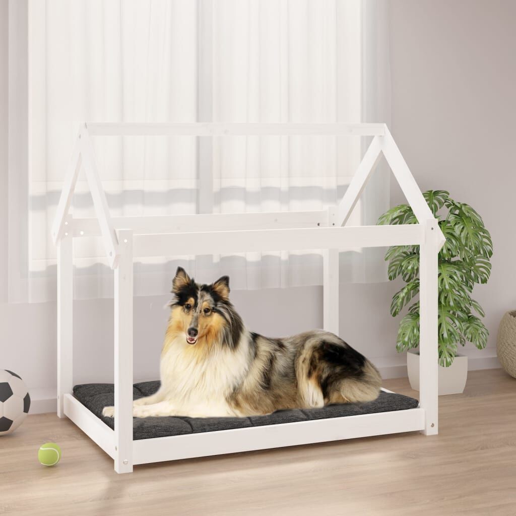 Vidaxl Cama Para Perros Madera Maciza De Pino Blanco 101x70x90 Cm_1