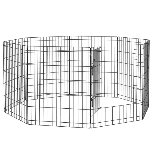 Pawhut Parque Para Perros De 8 Paneles 76x61 Cm Con Doble Cerradura Negro_0