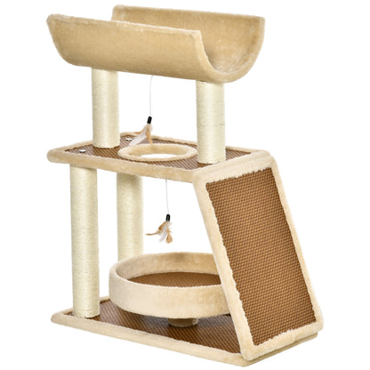 Pawhut Árbol Rascador Para Gatos 60x30x76cm Con Cama Postes Rascadores De Sisal_0