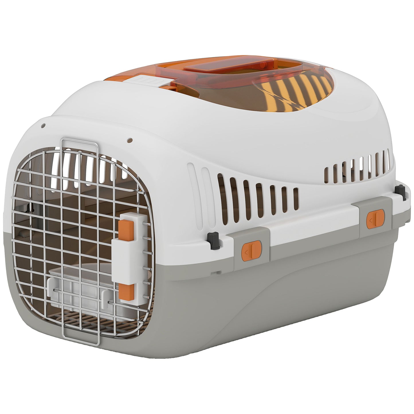 Pawhut Transportín Para Gatos Perros Pequeños De Plástico Carga 4 Kg Gris Claro_0