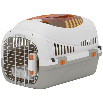 Pawhut Transportín Para Gatos Perros Pequeños De Plástico Carga 4 Kg Gris Claro_0