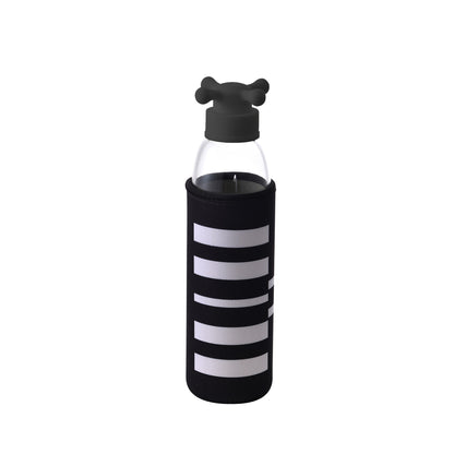 Botella De Agua 500ml Borosilicato Funda Negro Y Tapa De Grifo Black & White Be_1