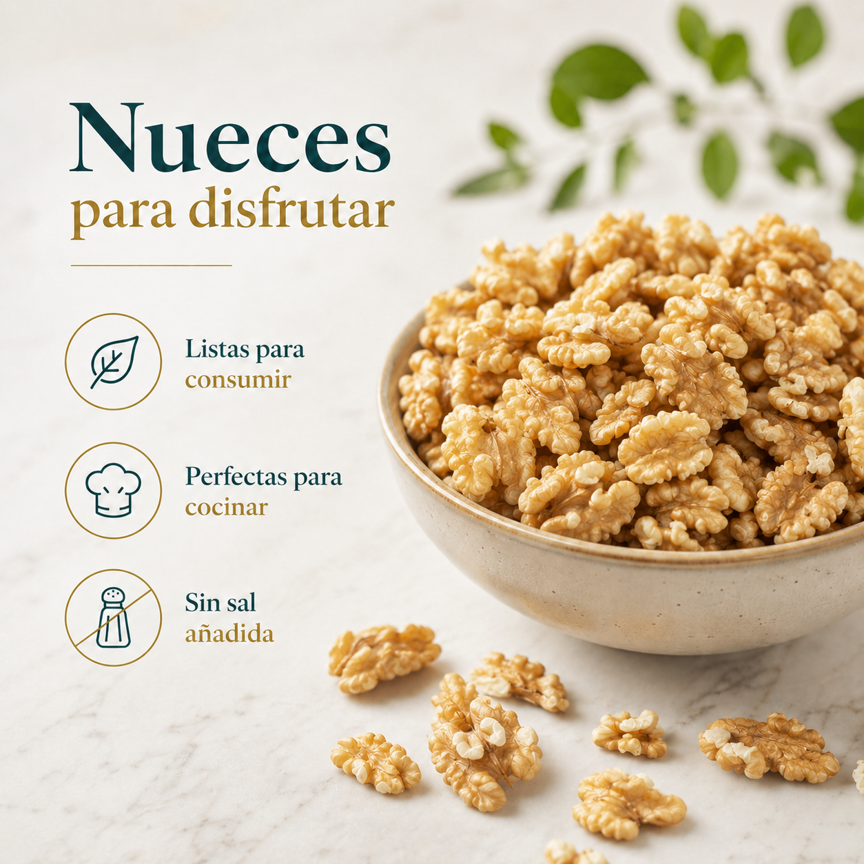 Mitades De Nuez Doradas Premium - Envasadas Al Vacío - 600g | Fruto Seco Ecológico Premium, Snack Vegano Natural_3