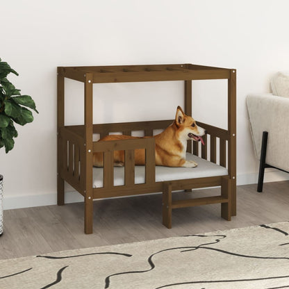 Vidaxl Cama Para Perros Madera Maciza Pino Marrón Miel 95,5x73,5x90 Cm_1