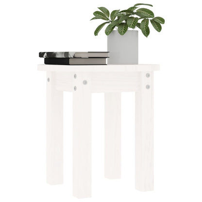 Mesa De Centro De Madera Maciza De Pino Blanco Ø35x35 Cm_2