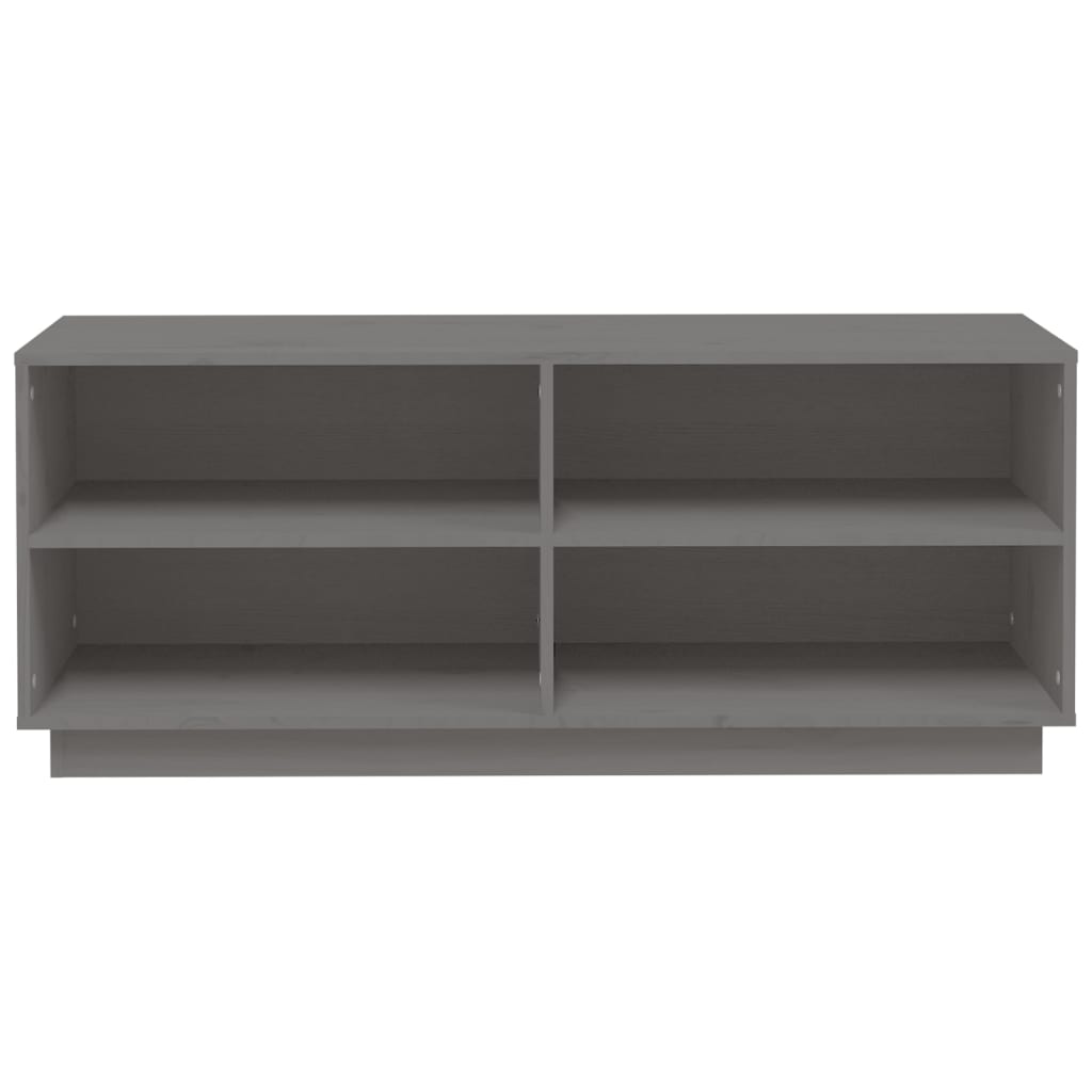 Armario Zapatero De Madera Maciza De Pino Gris 110x34x45 Cm / Vetonek_0