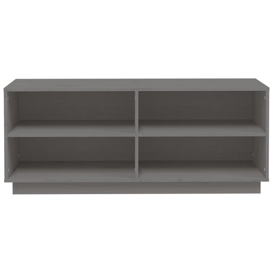 Armario Zapatero De Madera Maciza De Pino Gris 110x34x45 Cm / Vetonek_0