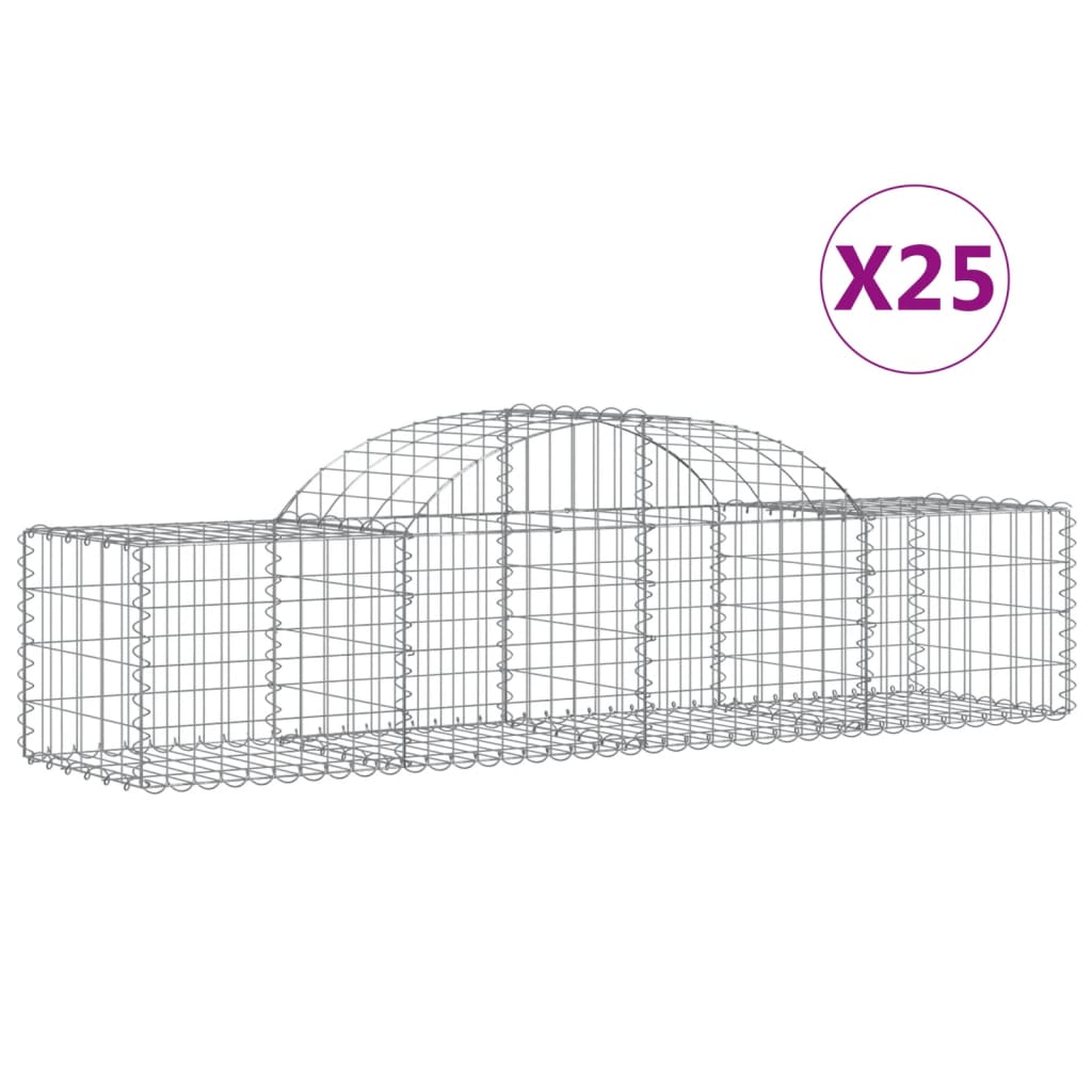 Cestas De Gaviones 25 Uds Forma De Arco Hierro 200x50x40/60 Cm_0