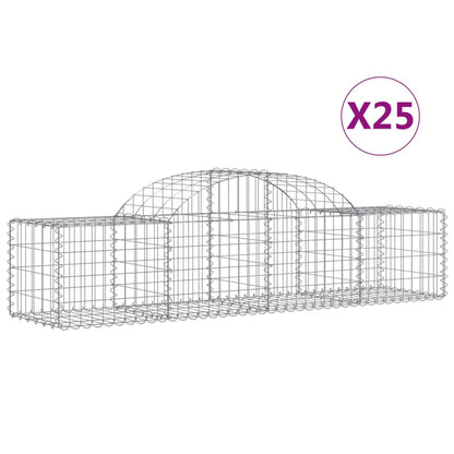 Cestas De Gaviones 25 Uds Forma De Arco Hierro 200x50x40/60 Cm_0