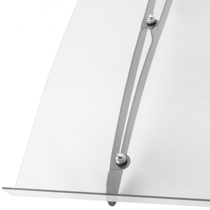 Tejadillo De Protección 120 X 100 Cm Transparente Marquesina Para Puertas Y Ventanas Con Soporte De Acero Gris_2