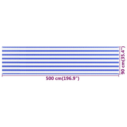 Vidaxl Toldo Para Balcón Hdpe Azul Y Blanco 90x500 Cm_2