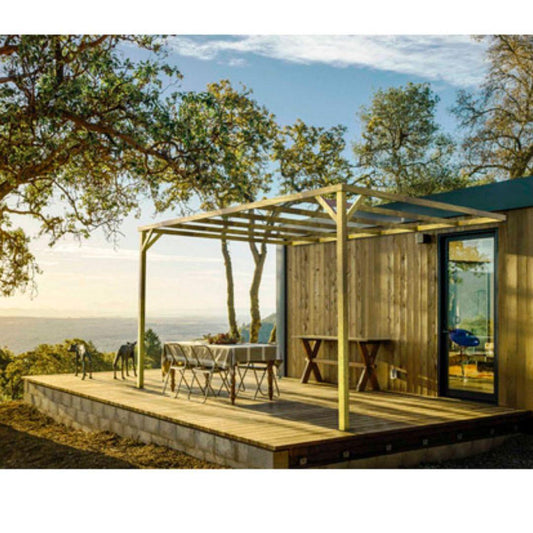 Pérgola adosada de madera maciza Toledo Maderland 420x300 cm