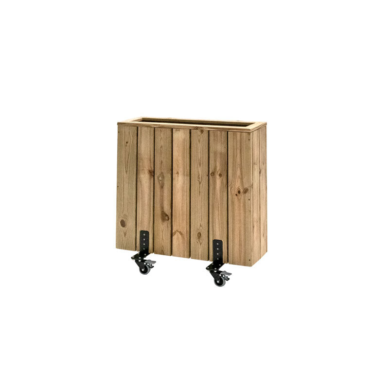 Jardinera Alta De Madera Con Ruedas 75x24x80 Cm Para Terrazas Hortalia_1