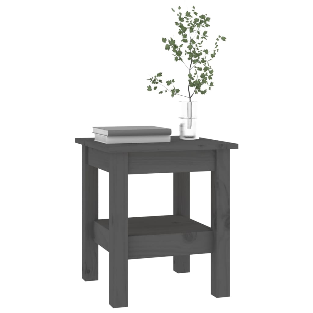 Mesa De Centro De Madera Maciza De Pino Gris 35x35x40 Cm_3