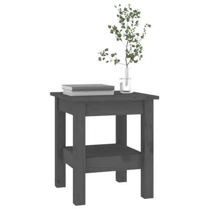 Mesa De Centro De Madera Maciza De Pino Gris 35x35x40 Cm_3