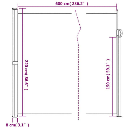 Vidaxl Toldo Lateral Retráctil Blanco 220x600 Cm_2