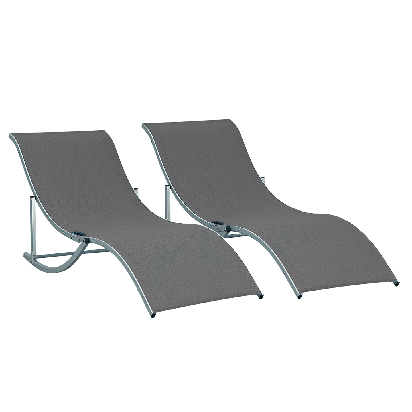 Outsunny Juego De 2 Tumbonas Plegables Con Marco De Aluminio 165x61x63 Cm Gris_0