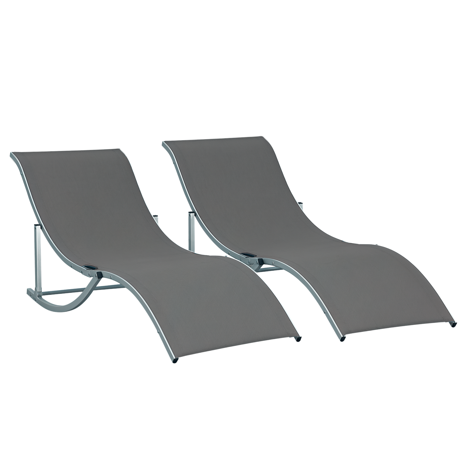 Outsunny Juego De 2 Tumbonas Plegables Con Marco De Aluminio 165x61x63 Cm Gris_0