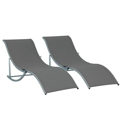 Outsunny Juego De 2 Tumbonas Plegables Con Marco De Aluminio 165x61x63 Cm Gris_0