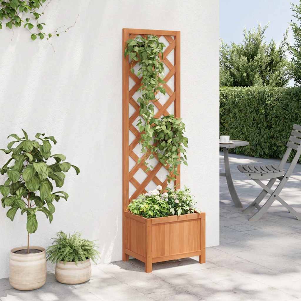 Jardinera Con Enrejado 40x30x135 Cm Madera Maciza De Abeto_2
