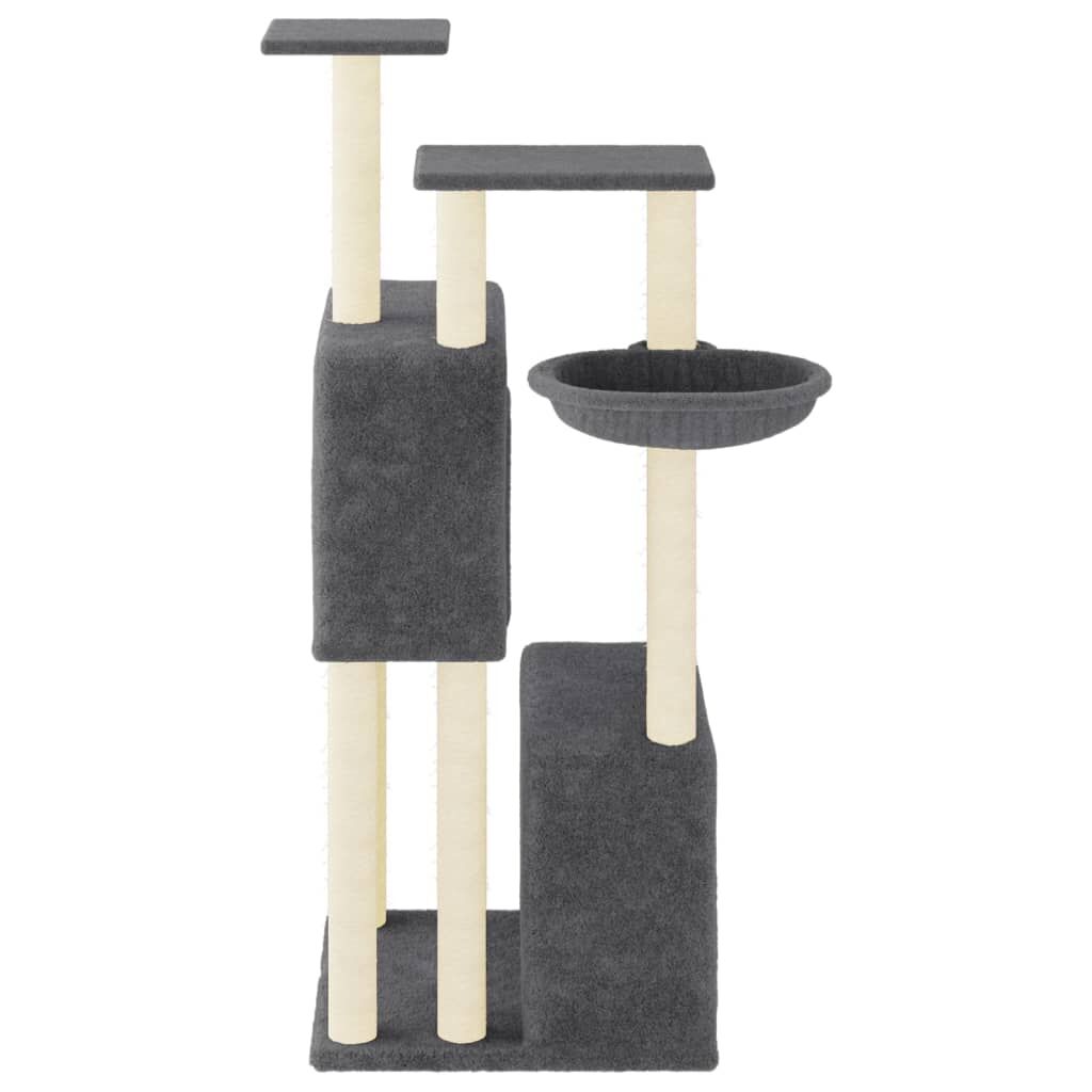 Vidaxl Rascador Para Gatos Con Postes De Sisal Gris Oscuro 122 Cm_3