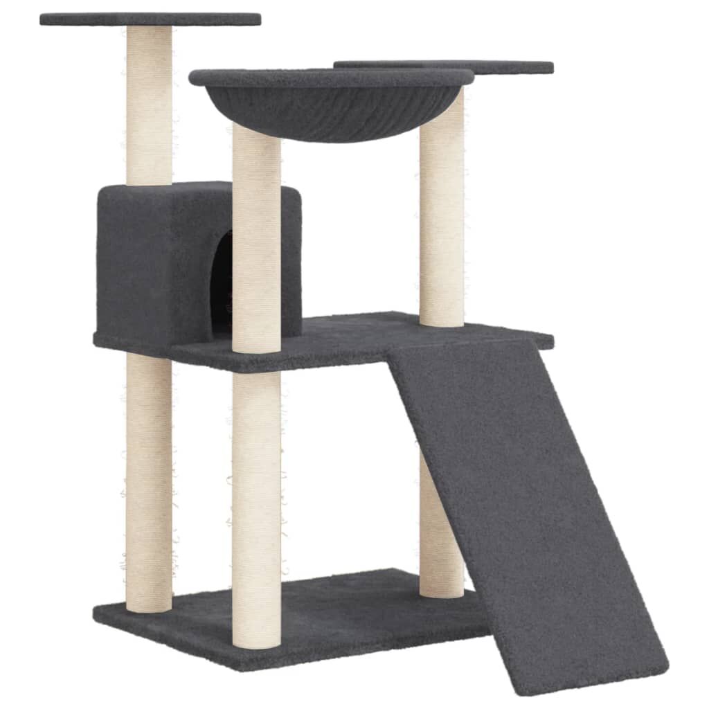 Vidaxl Rascador Para Gatos Con Postes De Sisal Gris Oscuro 83 Cm_0