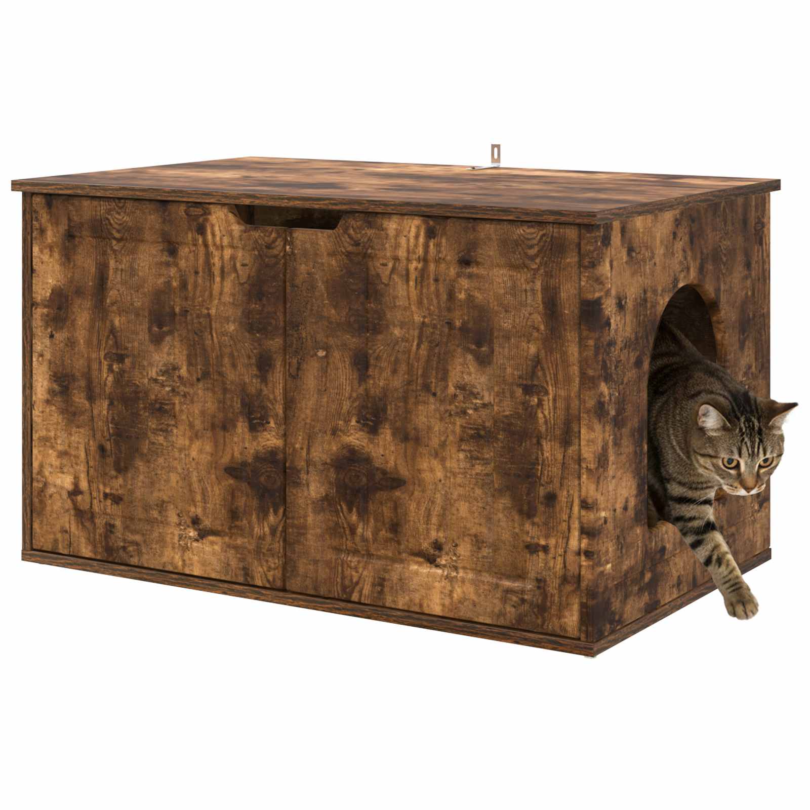 Casa Para Gatos Roble Ahumado 85 X 55 X 50,5 Cm_2