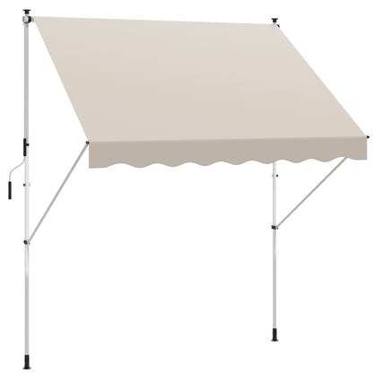 Outsunny Toldo Manual Retráctil 300x150x170-280 Cm Con Altura Ajustable Beige_0