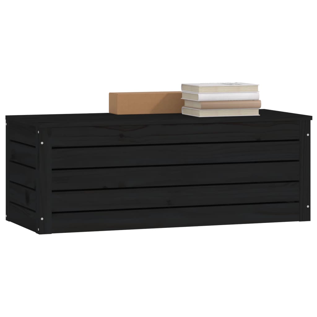 Caja De Almacenaje Madera Maciza De Pino Negro 89x36,5x33 Cm_3