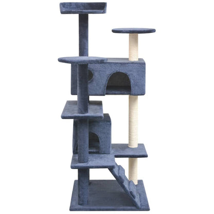 Vidaxl Rascador Para Gatos Poste Rascador De Sisal 125 Cm Azul Oscuro_1