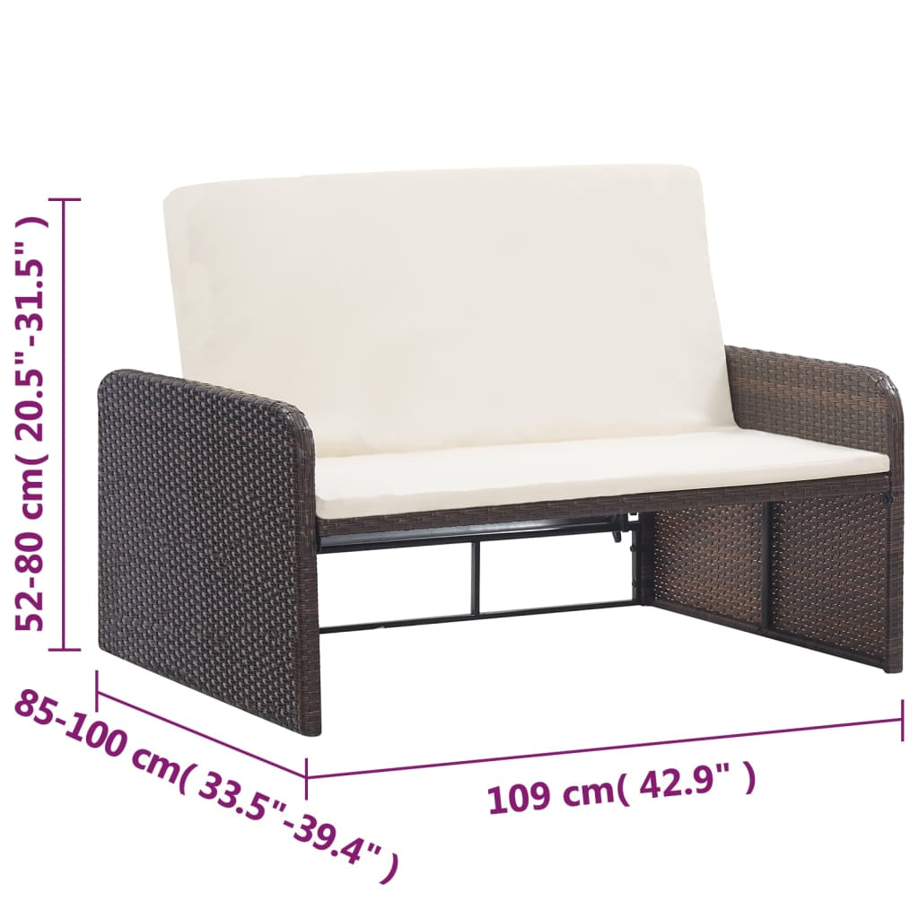 Vidaxl Set Muebles De Jardín 2 Piezas Y Cojines Ratán Sintético Marrón_2