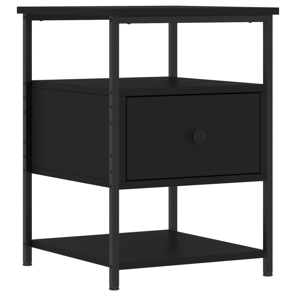Mesitas De Noche 2 Uds Madera De Ingeniería Negro 40x42x56 Cm_1