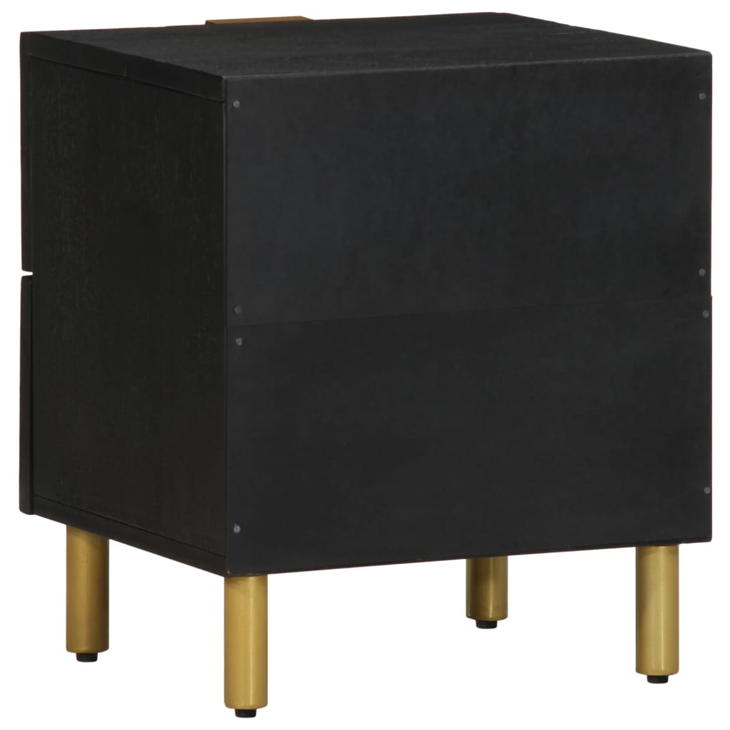 Mesitas De Noche 2 Uds Madera Maciza De Mango Negro 40x33x46 Cm_4