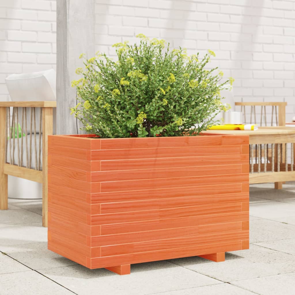 Jardinera Madera Maciza De Pino Marrón Cera 70x40x49,5 Cm_2
